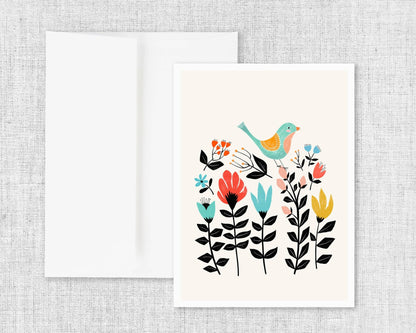 Folk Art Garden - Modern Greeting Card - La Vie Est Belle
