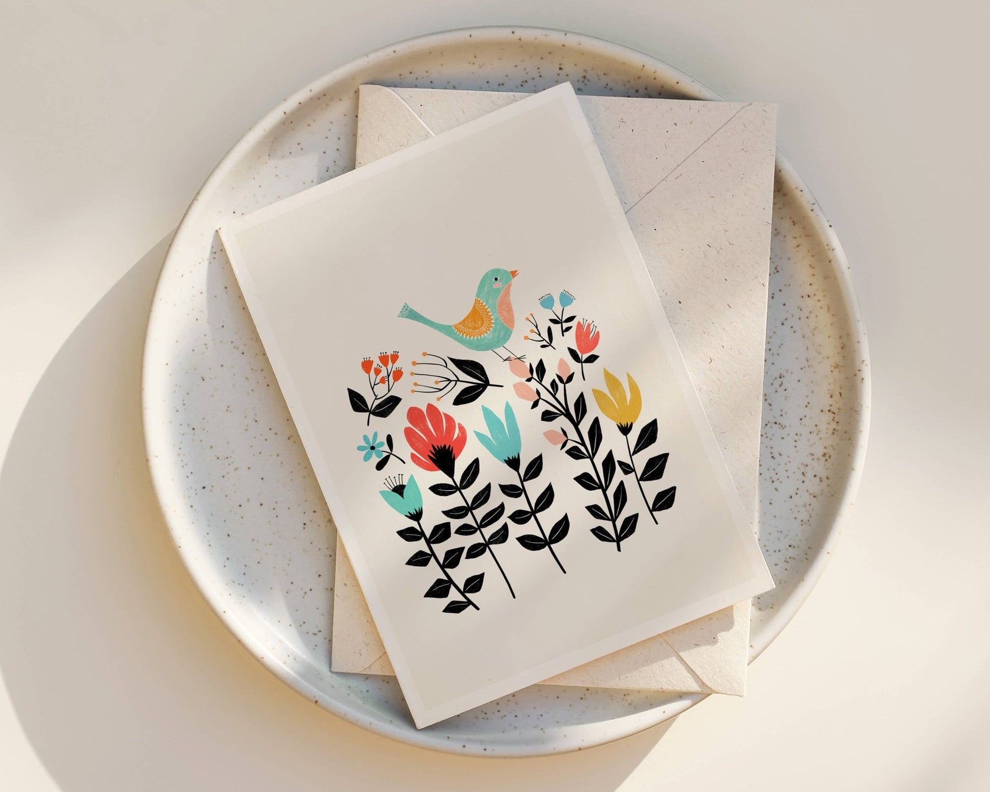 Folk Art Garden - Modern Greeting Card - La Vie Est Belle