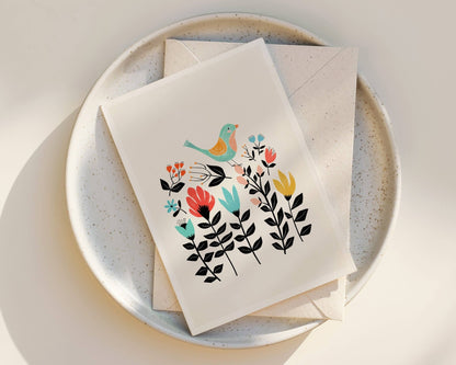 Folk Art Garden - Modern Greeting Card - La Vie Est Belle