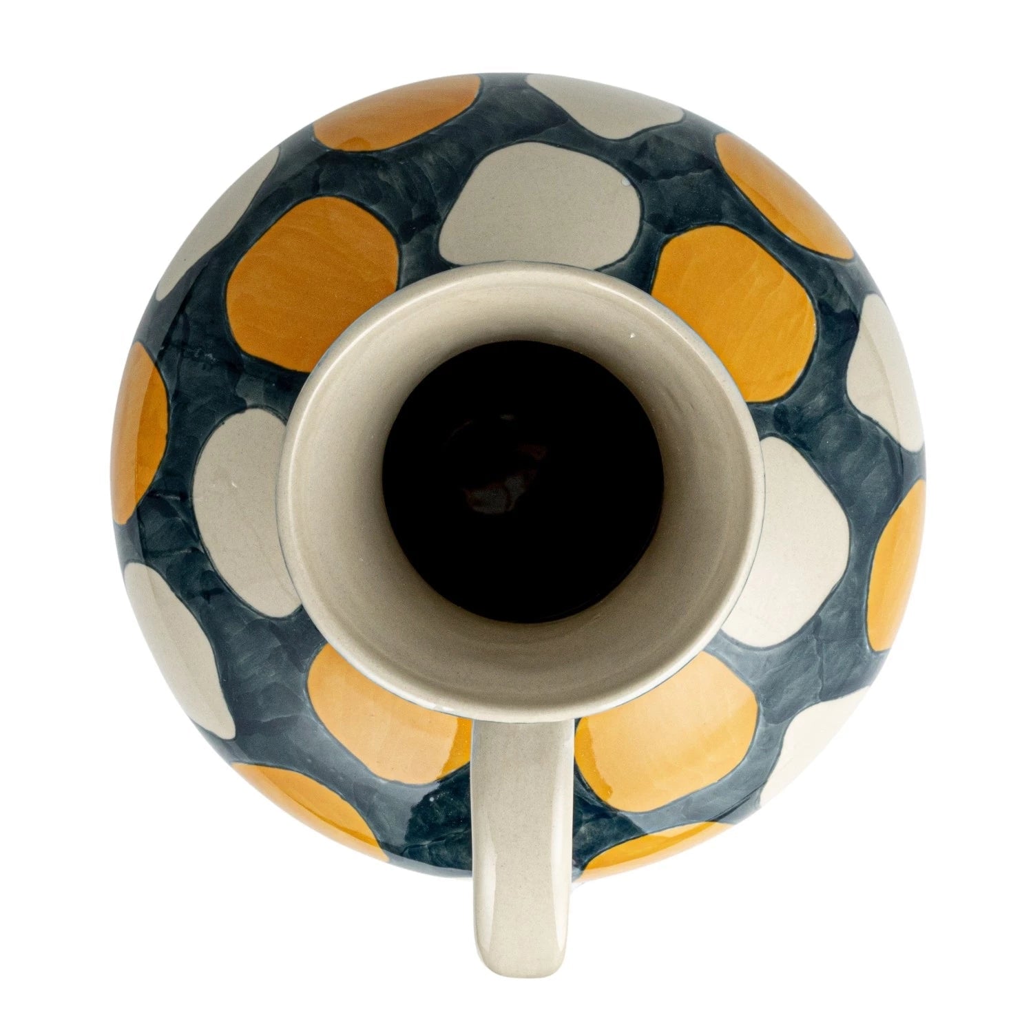 <For Store, Pick - Up, or Local Delivery Purchase Only> 4 Quart Hand - Painted Stoneware Jug w/ Wax Relief Dots In Stock - La Vie Est Belle
