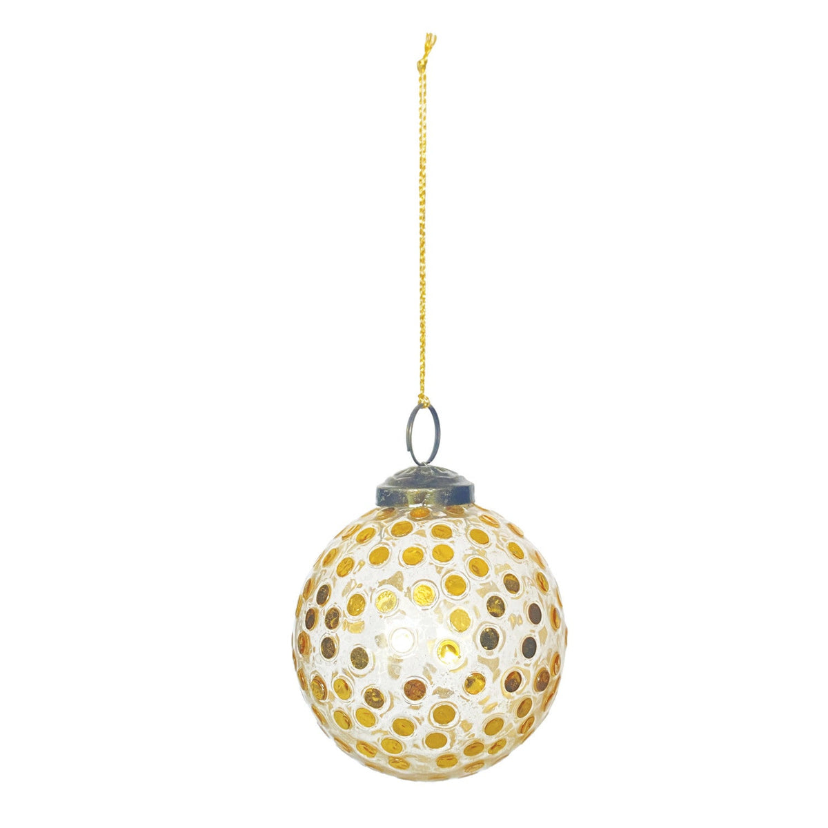 Glass Ball Ornament with Embedded Sequins, Gold Finish - La Vie Est Belle