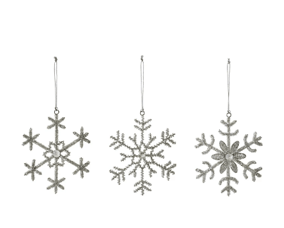 Glass Bead and Jewel Snowflake Ornament, 3 Styles - La Vie Est Belle