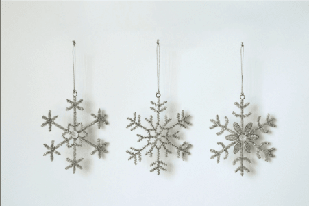 Glass Bead and Jewel Snowflake Ornament, 3 Styles - La Vie Est Belle