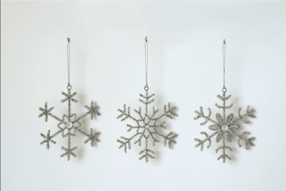 Glass Bead and Jewel Snowflake Ornament, 3 Styles - La Vie Est Belle