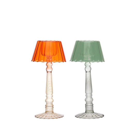 Glass Ribbed Table Light Tealight Holder, 2 Colors - La Vie Est Belle