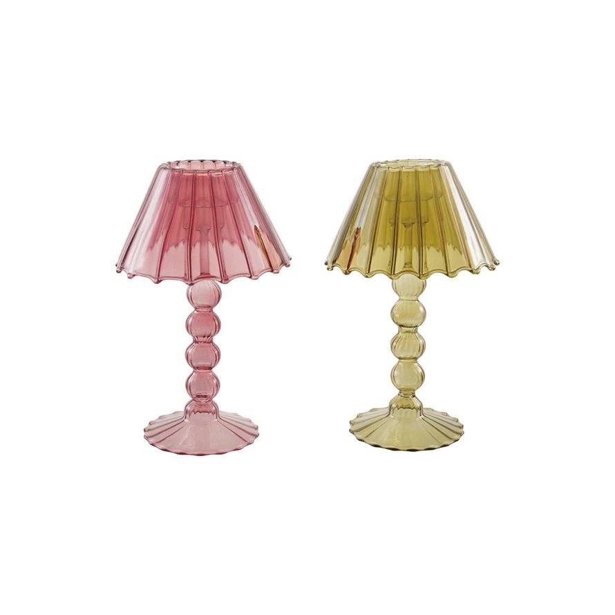 Glass Scalloped Table Light Tealight/Taper Holder, 2 Colors - La Vie Est Belle