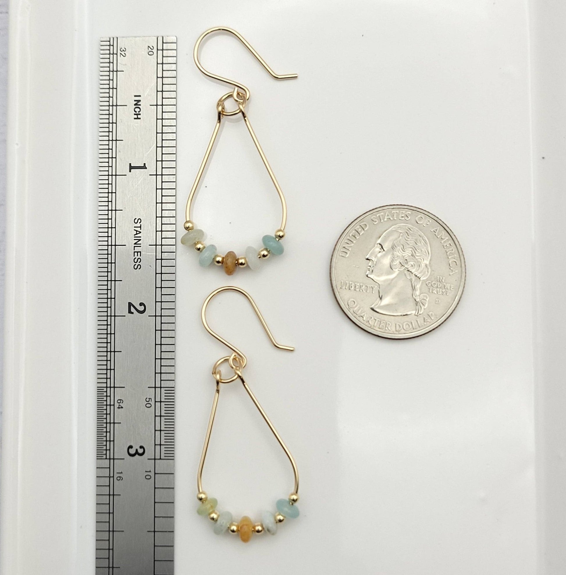 Gold & Amazonite Teardrop Hoop Earrings - La Vie Est Belle