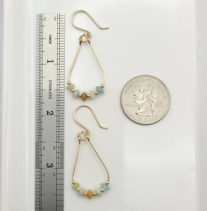 Gold & Amazonite Teardrop Hoop Earrings - La Vie Est Belle
