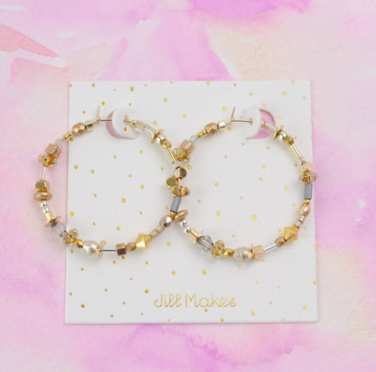 Gold and Silver Large beaded Hoops - La Vie Est Belle