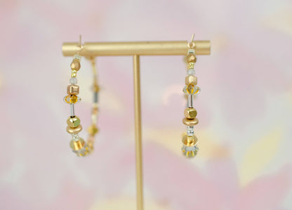 Gold and Silver Large beaded Hoops - La Vie Est Belle