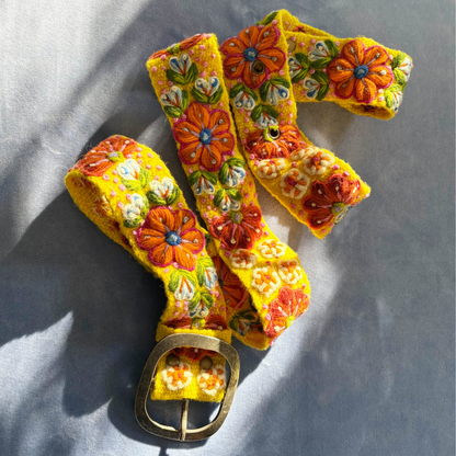 Golden Delicious Embroidered Wool Belt - La Vie Est Belle