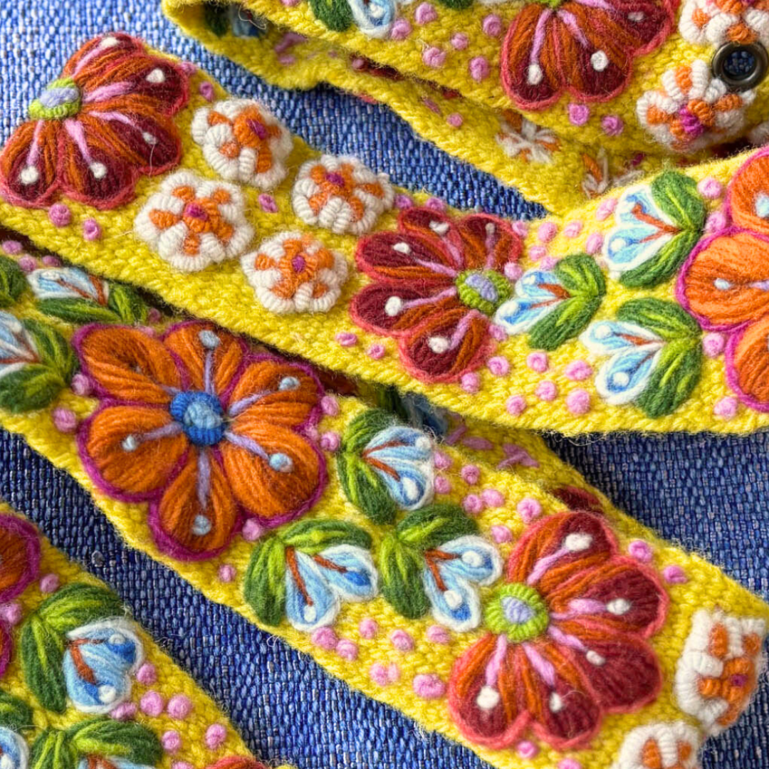 Golden Delicious Embroidered Wool Belt - La Vie Est Belle