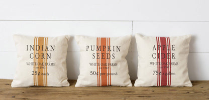 Grain Sack Pillows - Pumpkin, Apple, Corn - La Vie Est Belle