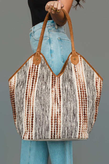 Gray & Brown Textured Tote - La Vie Est Belle