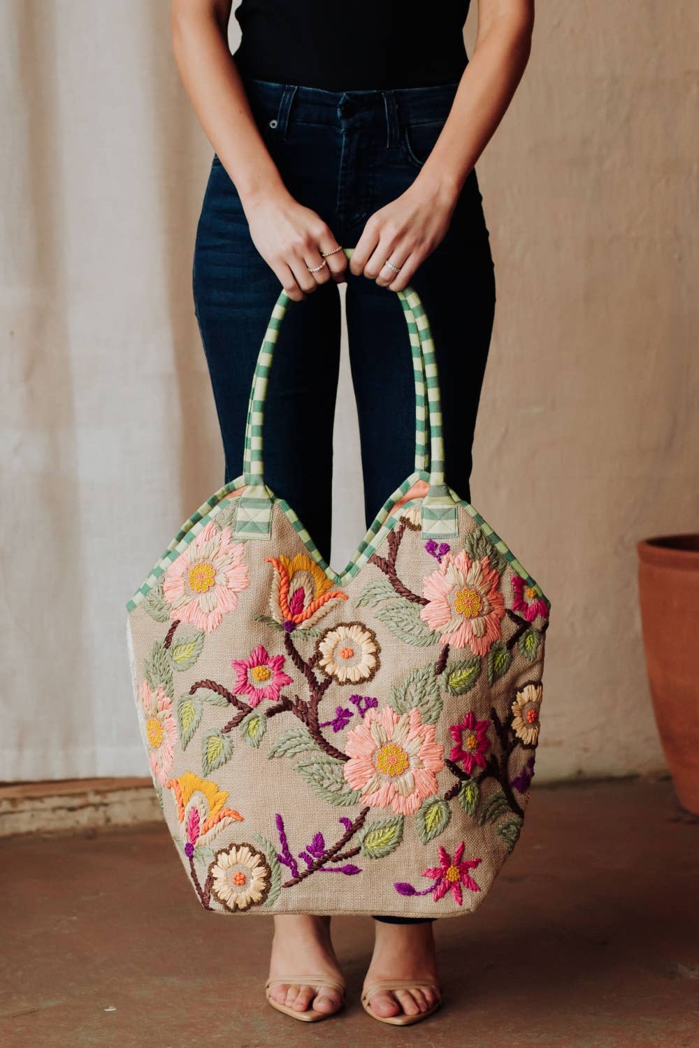 Green, Mint & Multicolored Floral Tote - La Vie Est Belle