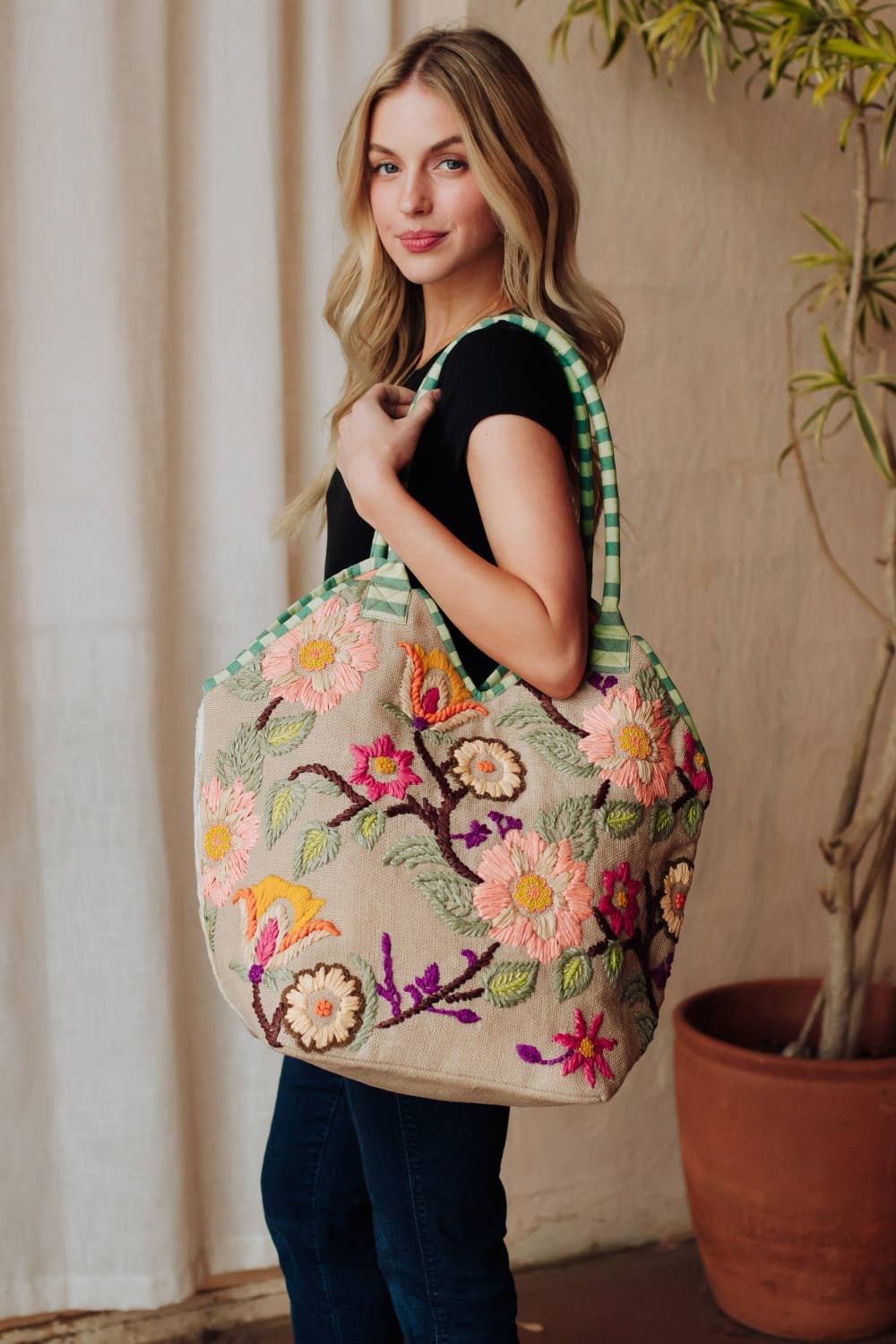 Green, Mint & Multicolored Floral Tote - La Vie Est Belle