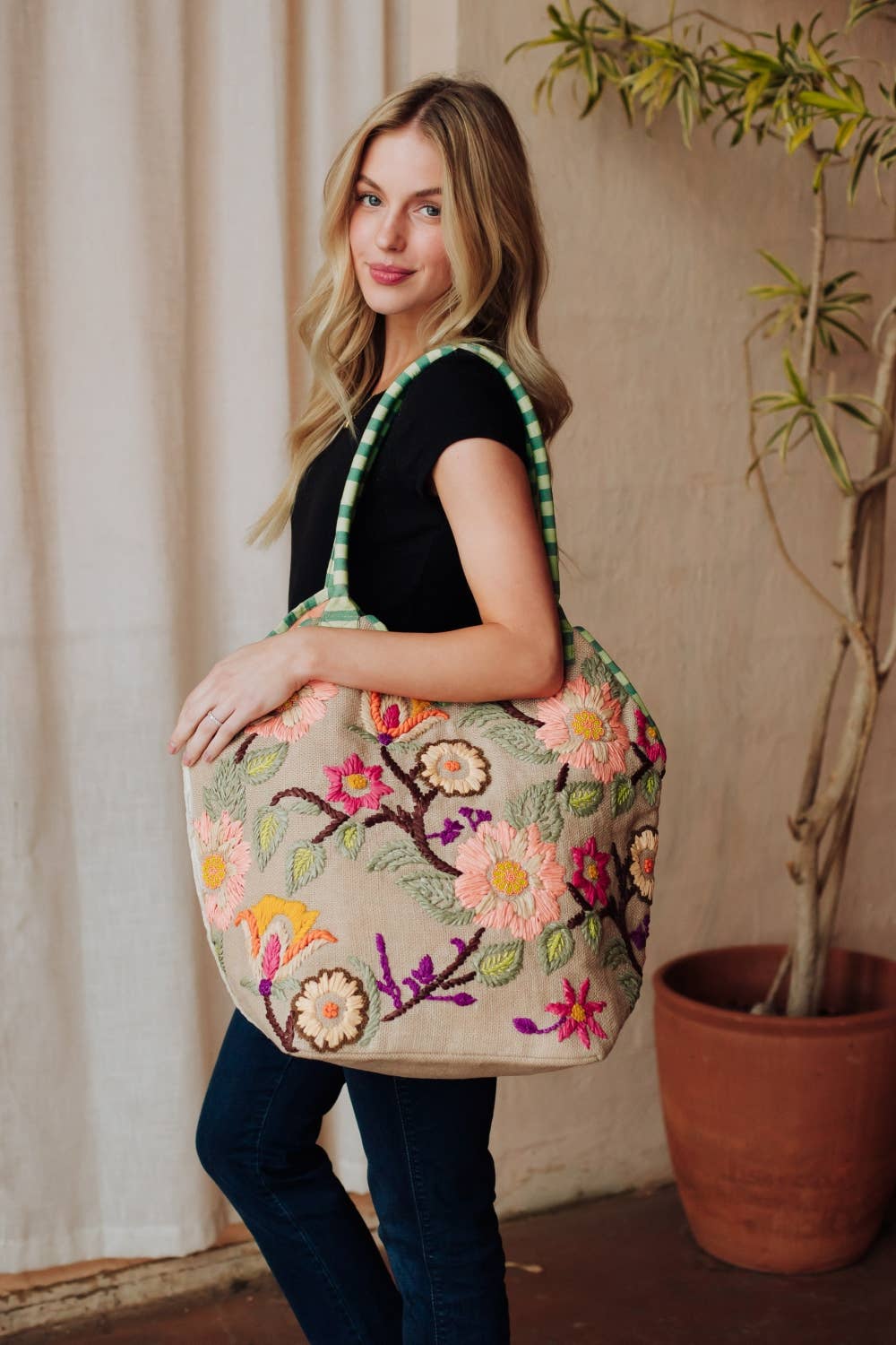 Green, Mint & Multicolored Floral Tote - La Vie Est Belle