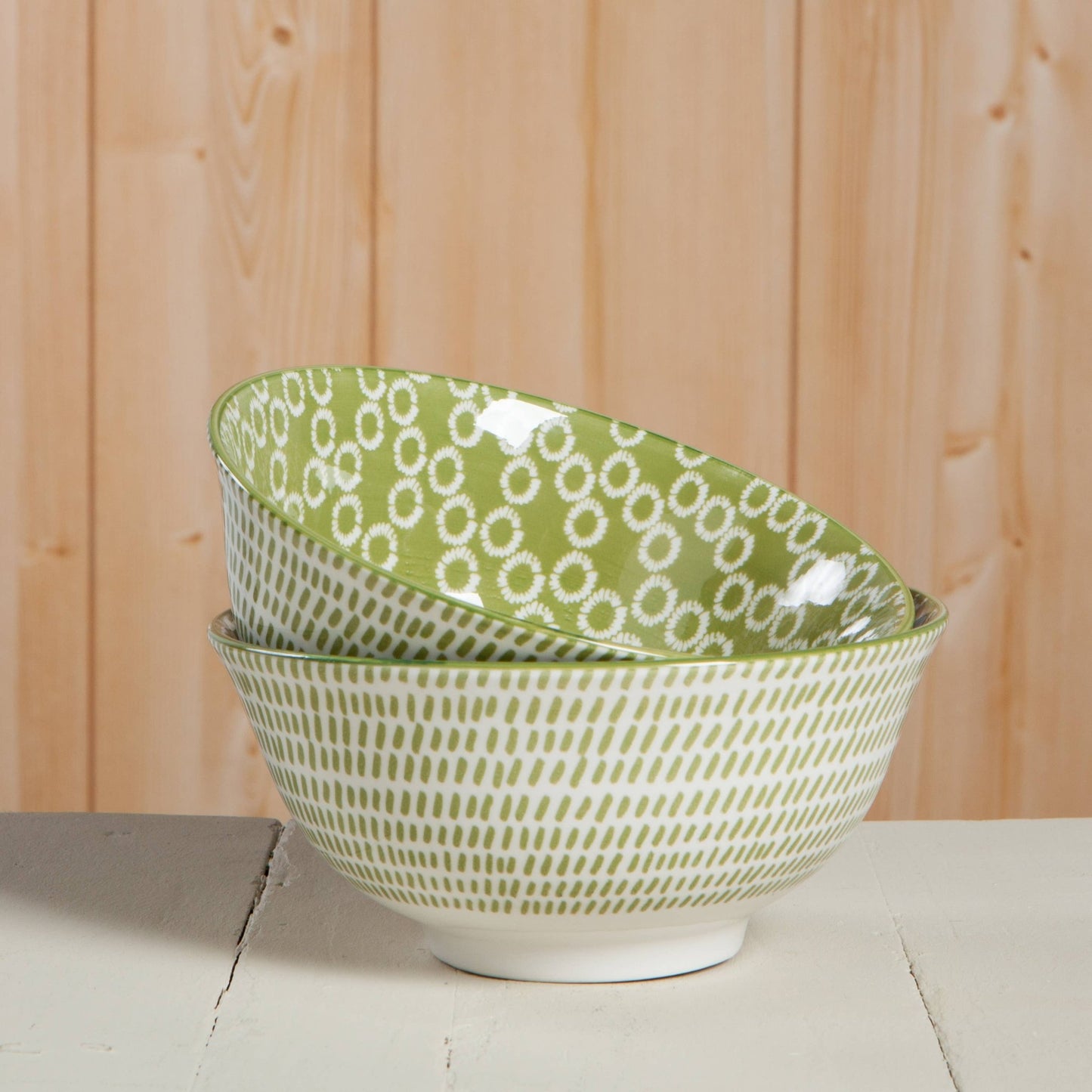 Green Rings Stamped Bowl 6 inch - La Vie Est Belle