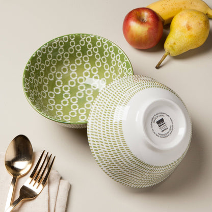 Green Rings Stamped Bowl 6 inch - La Vie Est Belle