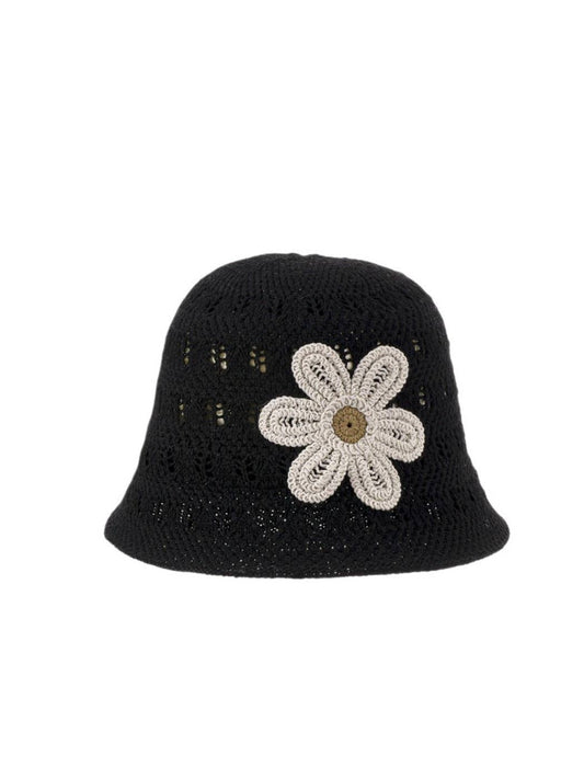 Haila - Open Weave Flower Hat - La Vie Est Belle