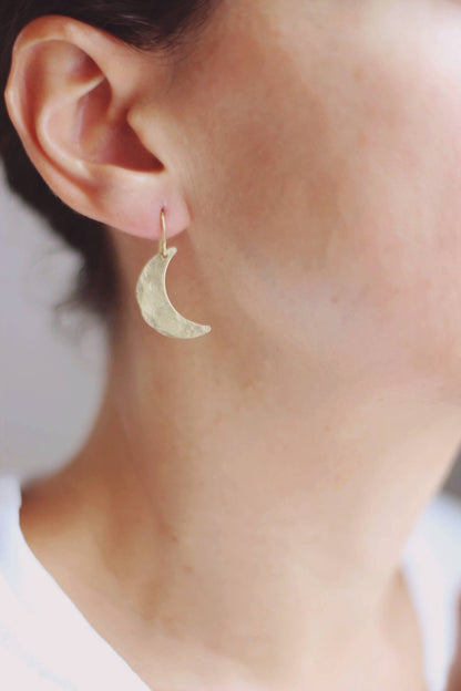 Hammered Moon Star Earrings - La Vie Est Belle