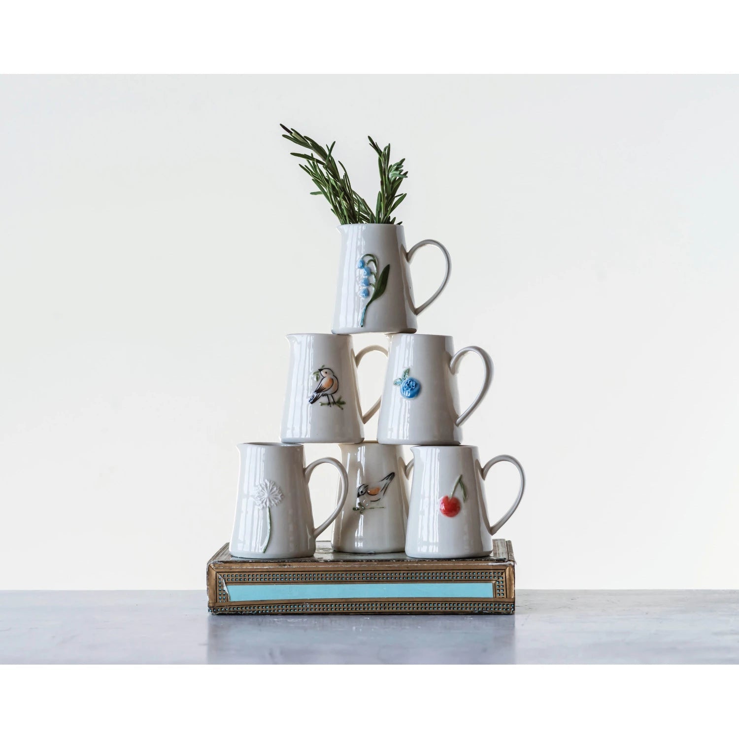 Hand - Painted Embossed Creamer, 6 Styles - La Vie Est Belle