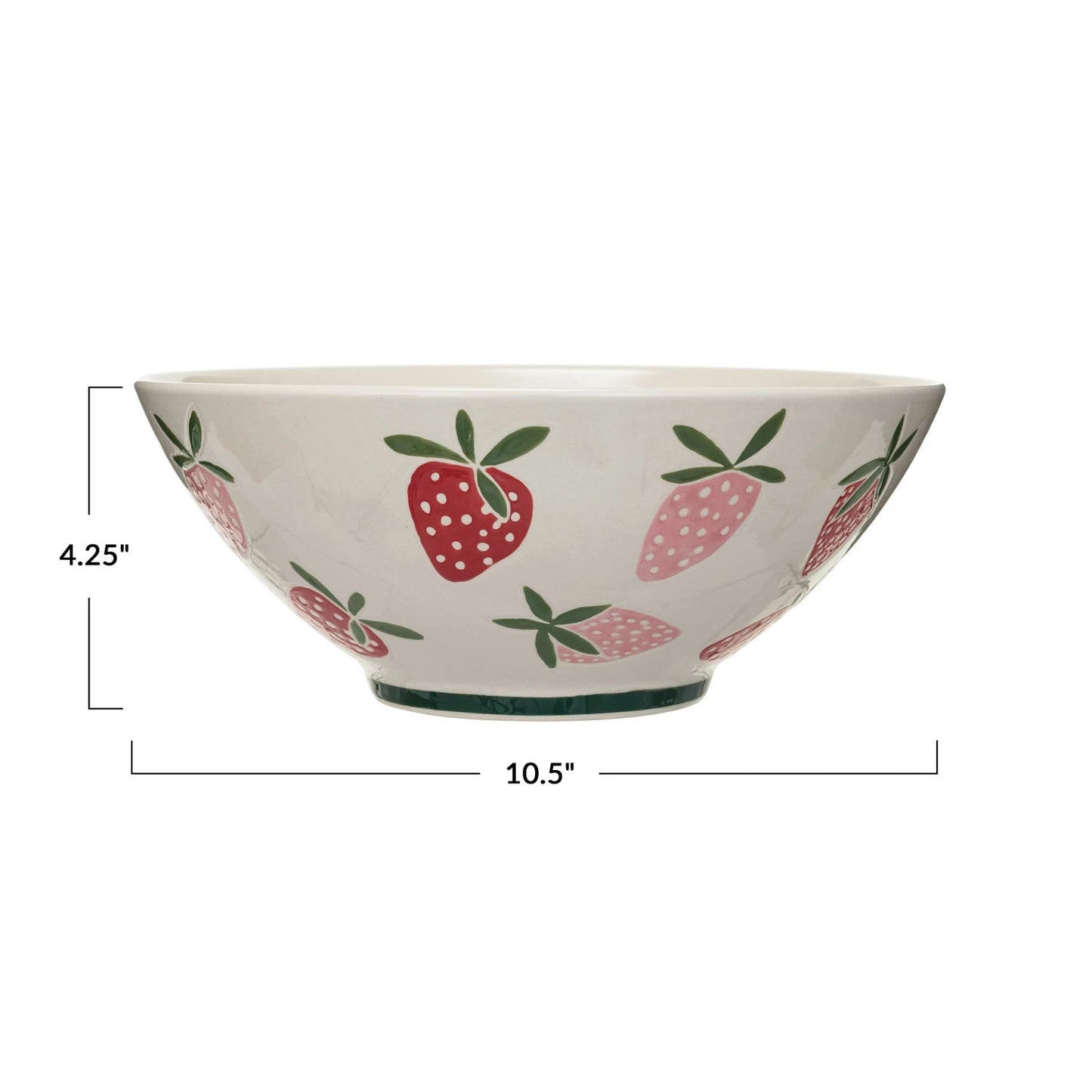 Hand - Painted Stoneware Bowl w/ Wax Relief Strawberries - La Vie Est Belle