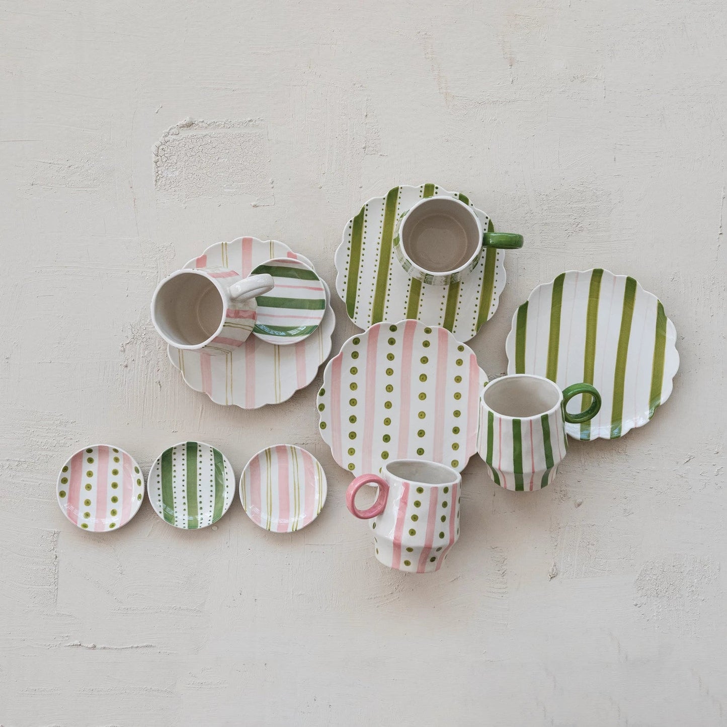 Hand - Painted Stoneware Dish with Striped Pattern, 4 Styles - La Vie Est Belle