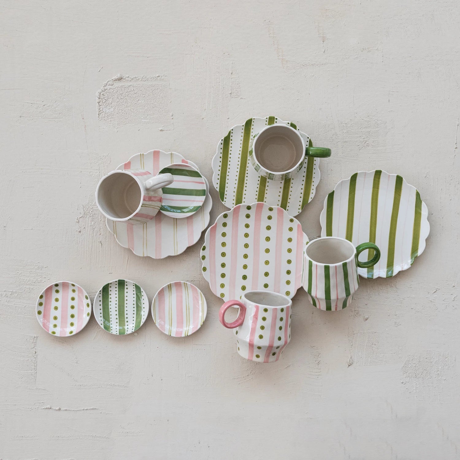 Hand - Painted Stoneware Dish with Striped Pattern, 4 Styles - La Vie Est Belle