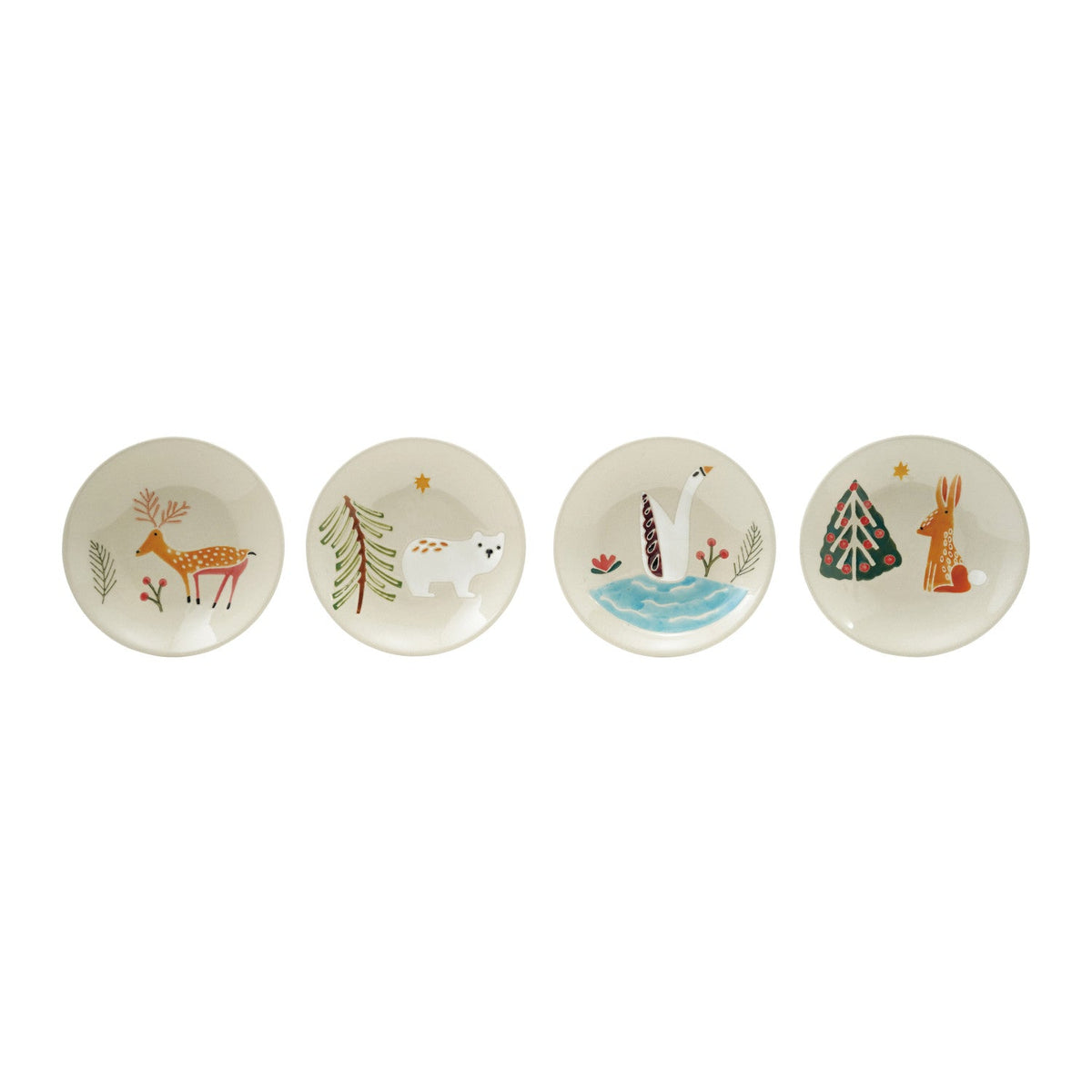 Hand-Painted Stoneware Plate with Wax Relief Animal & Seasonal Botanicals, 4 Styles - La Vie Est Belle