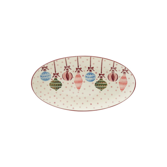 Hand-Painted Stoneware Platter with Wax Relief Ornaments & Dots - La Vie Est Belle