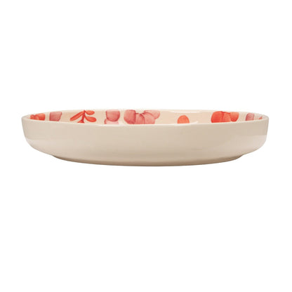 Hand - Painted Stoneware Serving Bowl with Botanical Design - La Vie Est Belle