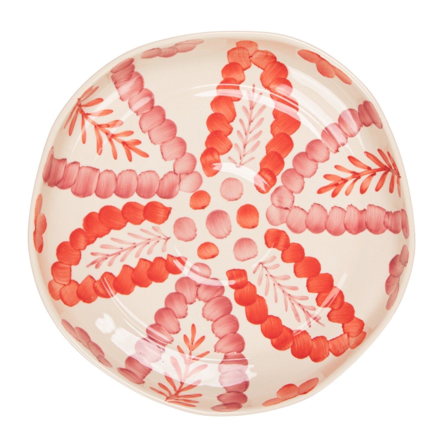 Hand - Painted Stoneware Serving Bowl with Botanical Design - La Vie Est Belle