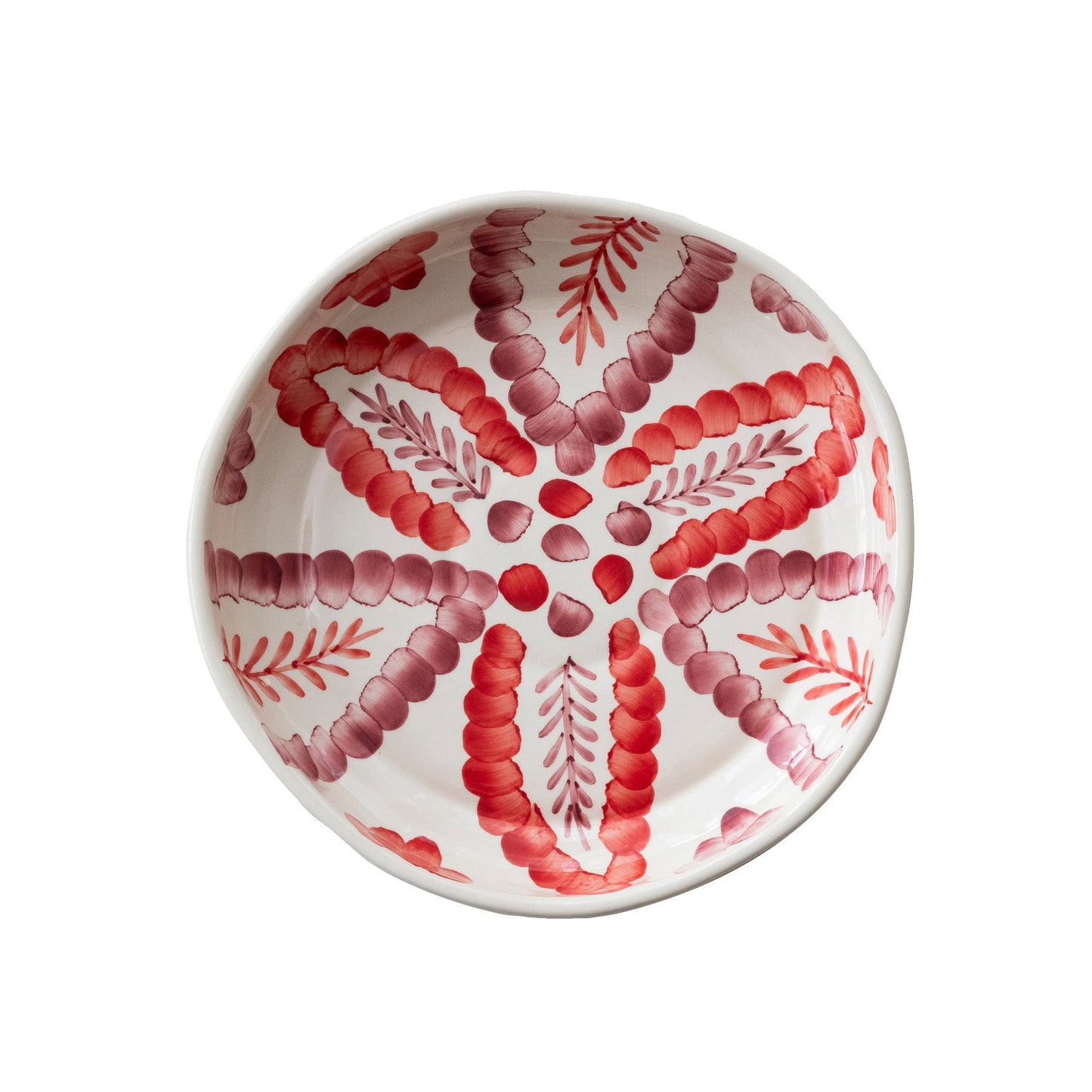 Hand - Painted Stoneware Serving Bowl with Botanical Design - La Vie Est Belle