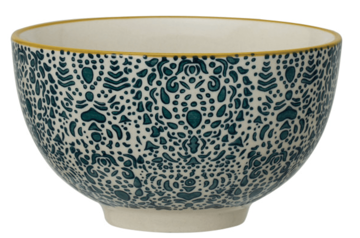 Hand - Stamped Stoneware Bowl w/ Pattern, 4 Styles - La Vie Est Belle
