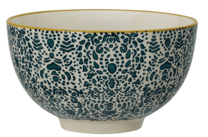 Hand - Stamped Stoneware Bowl w/ Pattern, 4 Styles - La Vie Est Belle