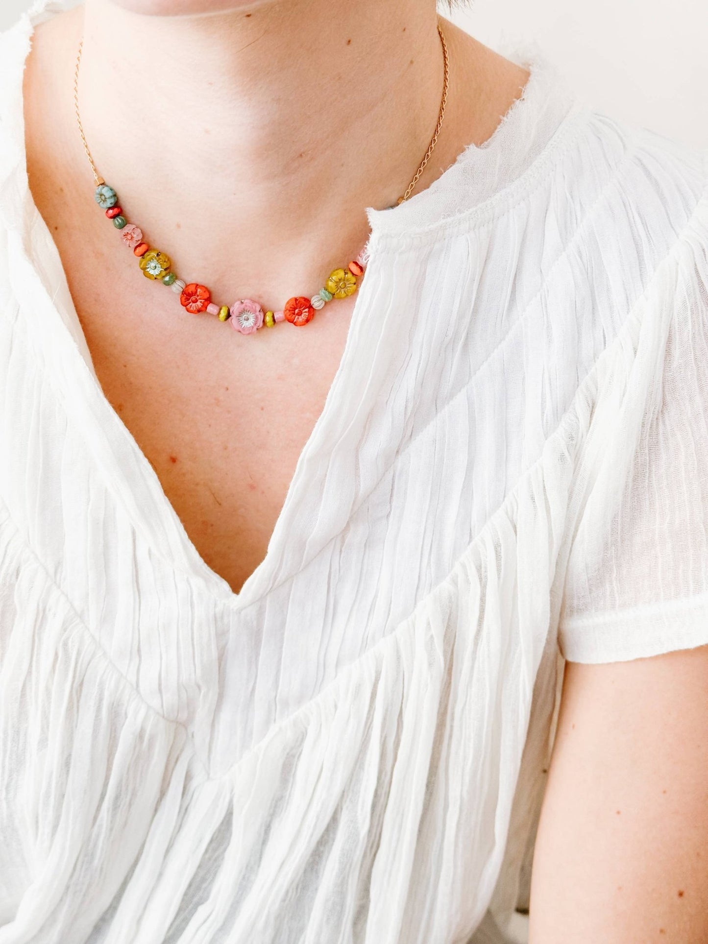 Handmade Dainty Flower Field Necklace For Spring - La Vie Est Belle