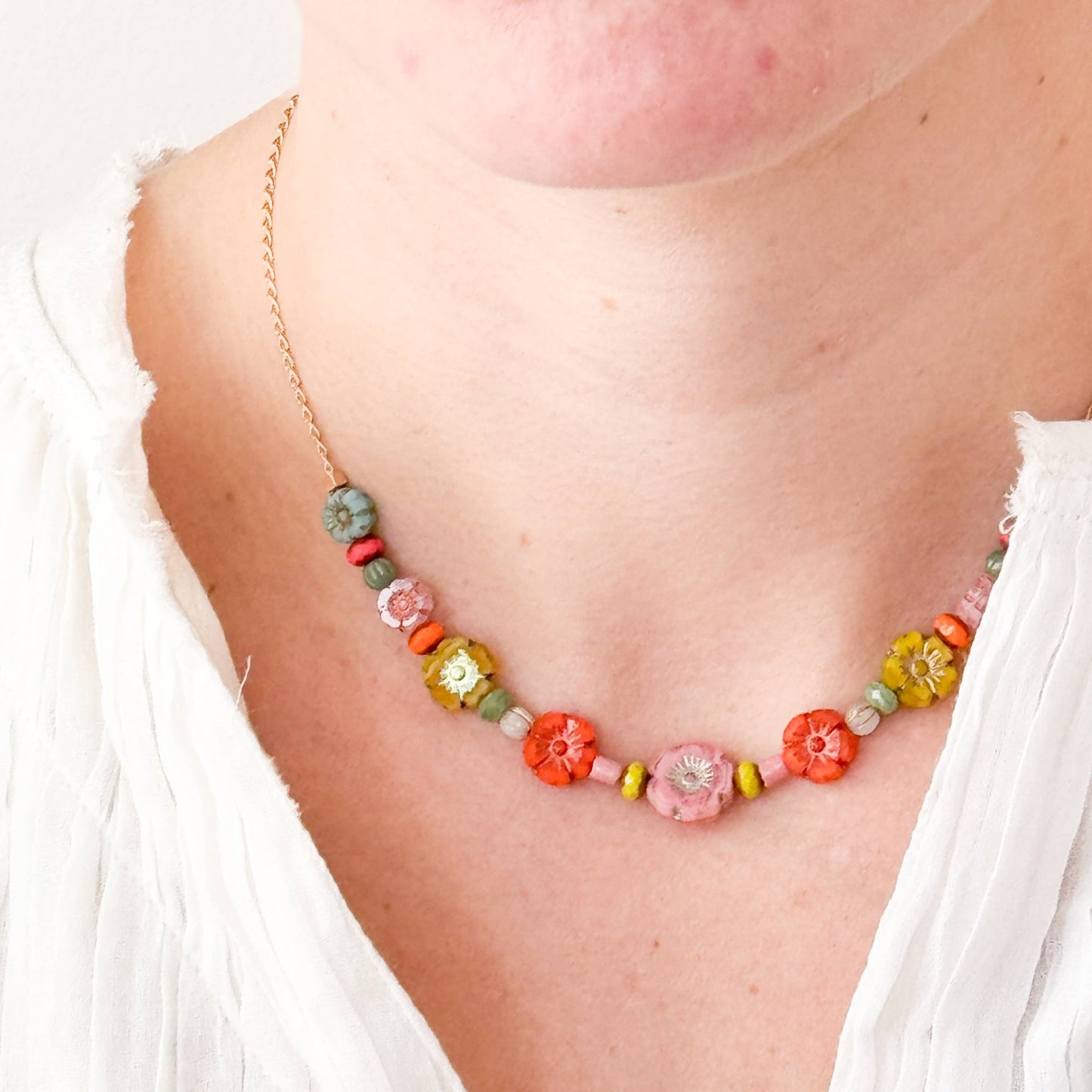 Handmade Dainty Flower Field Necklace For Spring - La Vie Est Belle