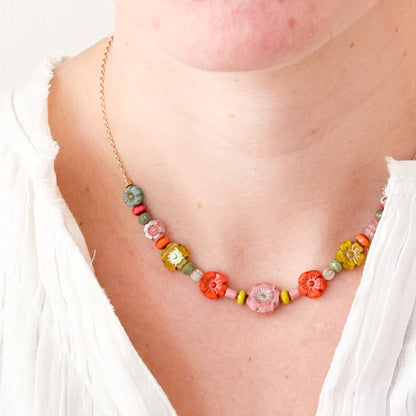 Handmade Dainty Flower Field Necklace For Spring - La Vie Est Belle