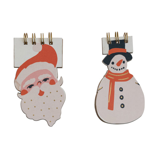 Handmade Diecut Santa/Snowman Shaped Spiral Notebook, 2 Styles - La Vie Est Belle