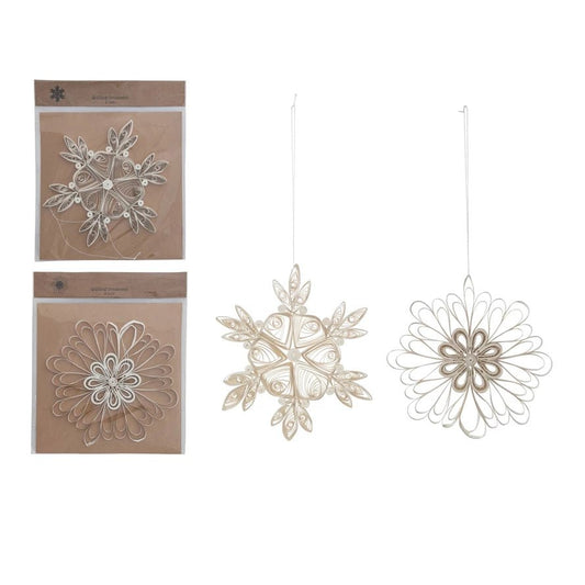 Handmade Quilling Snowflake Ornament, White, 2 Styles - La Vie Est Belle