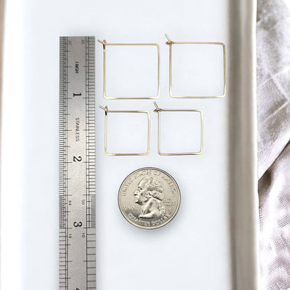Handmade Square Gold Hoop Earrings - Minimalist Style - La Vie Est Belle