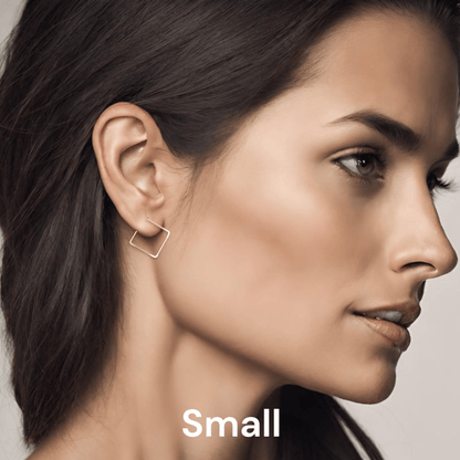 Handmade Square Gold Hoop Earrings - Minimalist Style - La Vie Est Belle