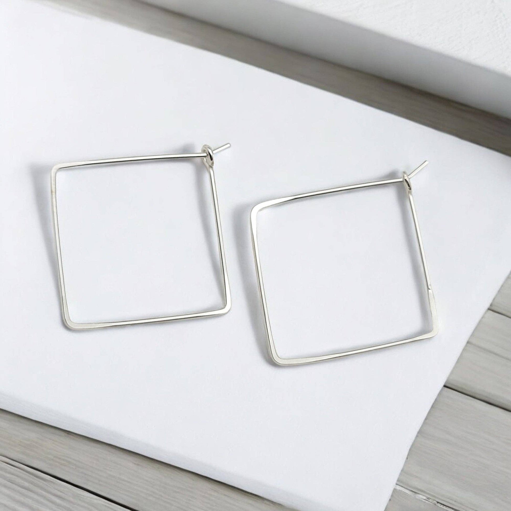 Handmade Sterling Silver Square Hoop Earrings - La Vie Est Belle