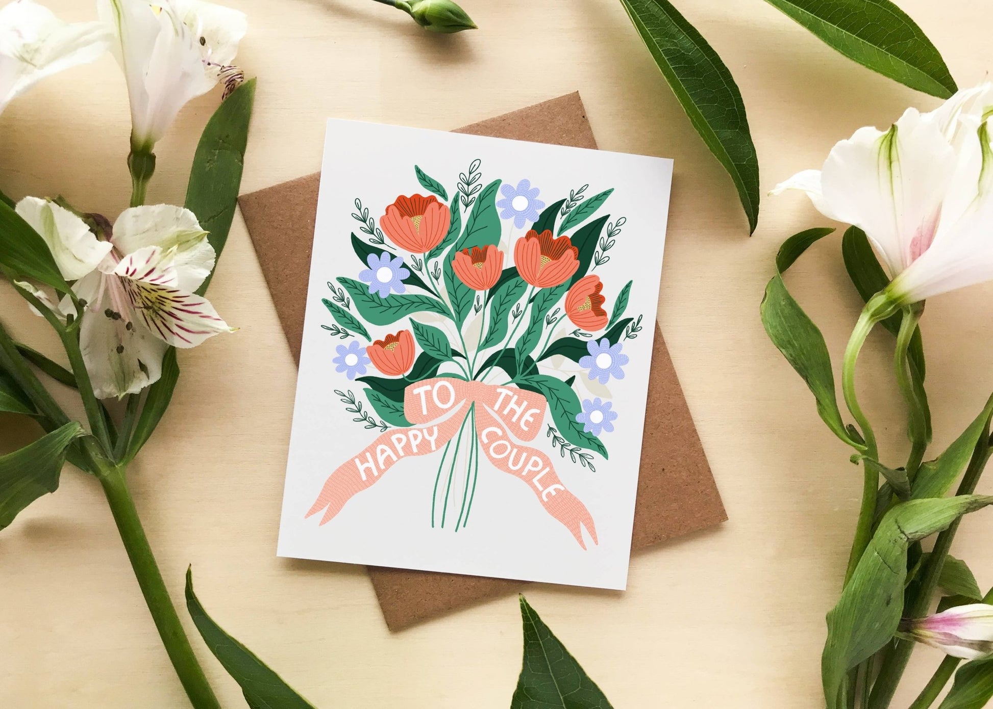 Happy Couple Bouquet Wedding Greeting Card - La Vie Est Belle