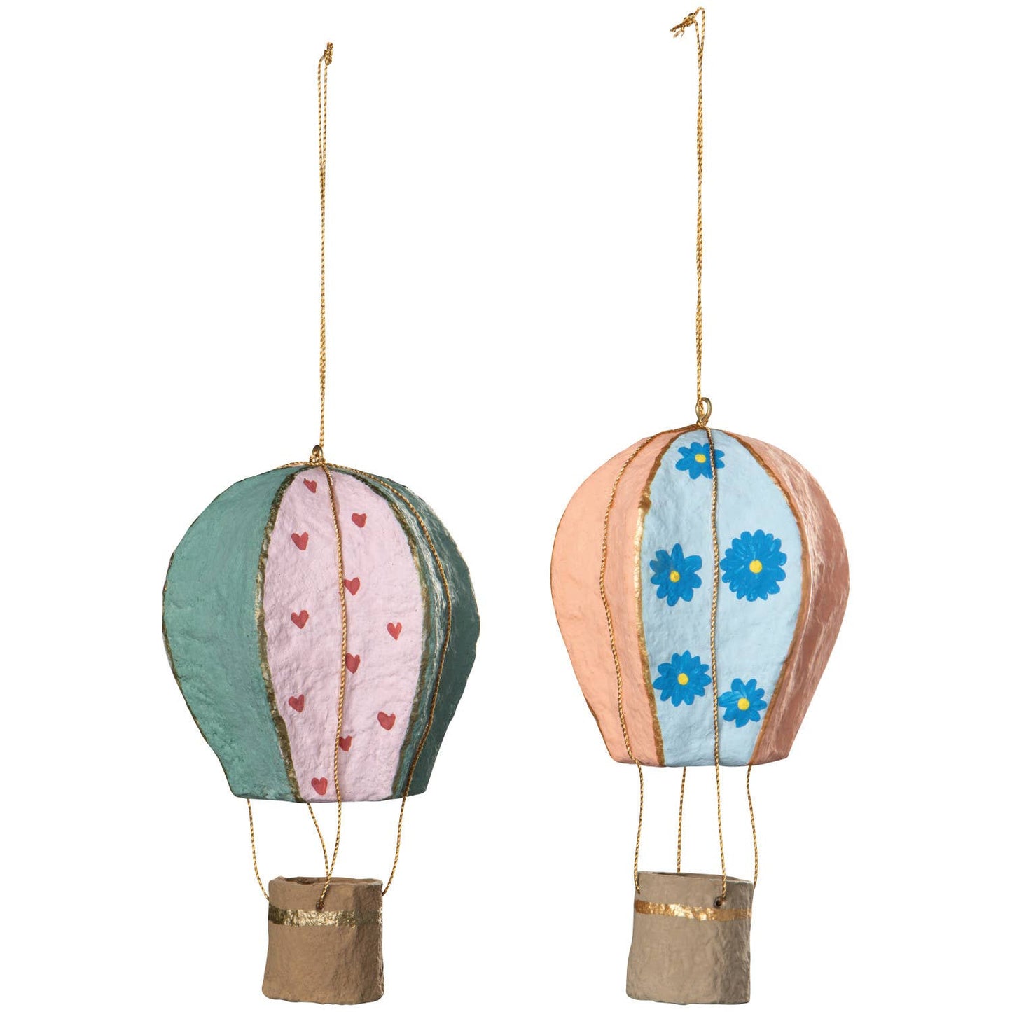 Hot Air Balloon Mache Ornaments, 2 Styles - La Vie Est Belle