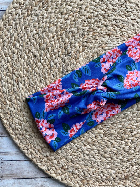 Hydrangea Blossom Blue Knit Twist Headband - La Vie Est Belle