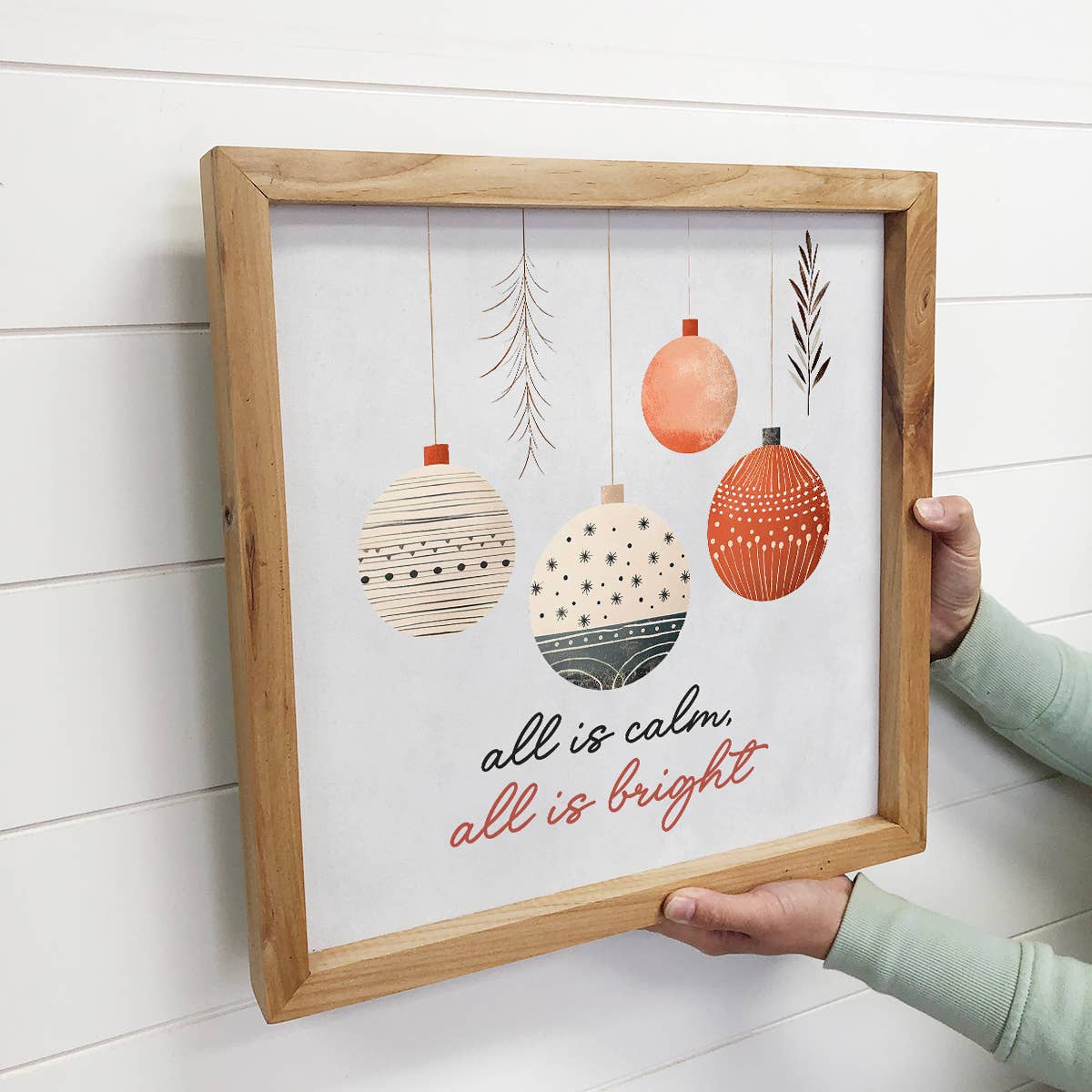 Hygge All is Calm Ornaments - Cute Holiday Canvas Art - La Vie Est Belle