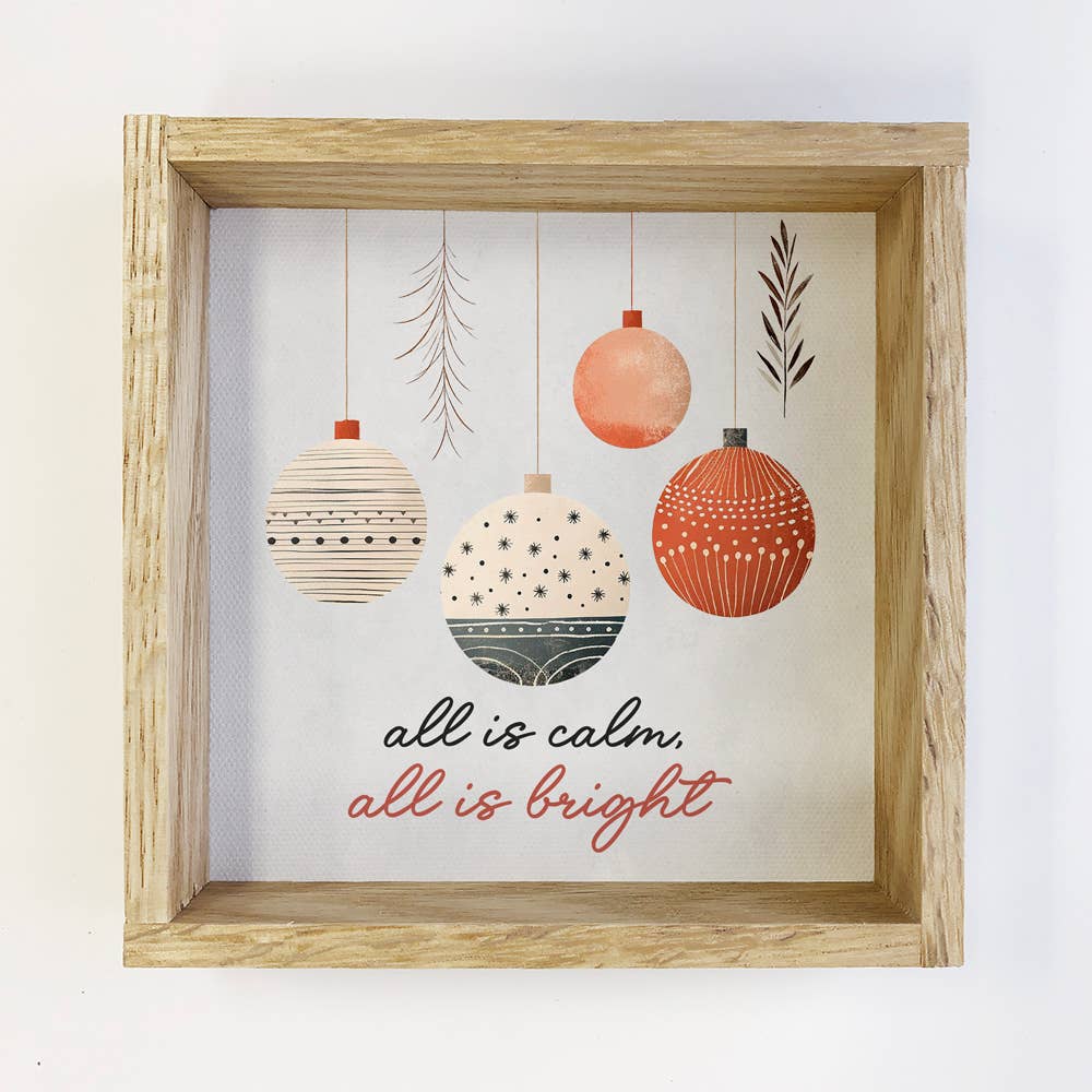 Hygge All is Calm Ornaments - Cute Holiday Canvas Art - La Vie Est Belle