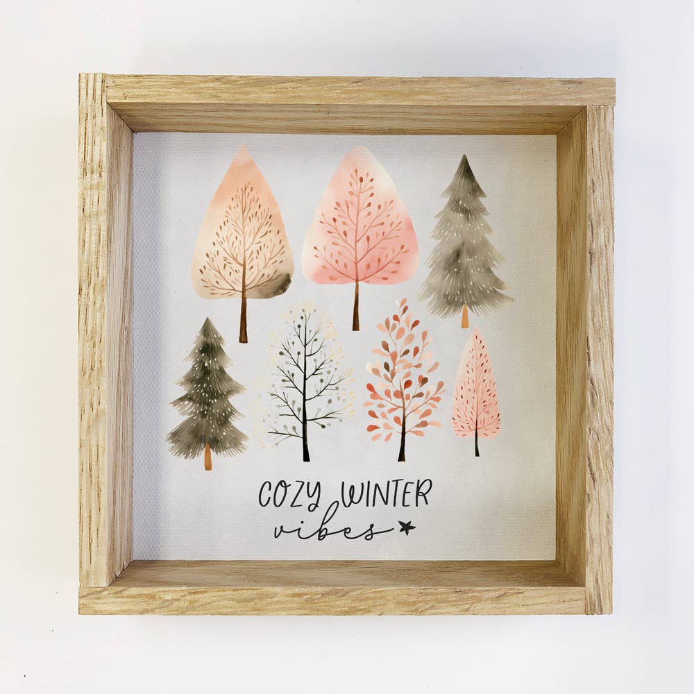 Hygge Cozy Winter Vibes - Rustic Holiday Canvas Art - Framed - La Vie Est Belle